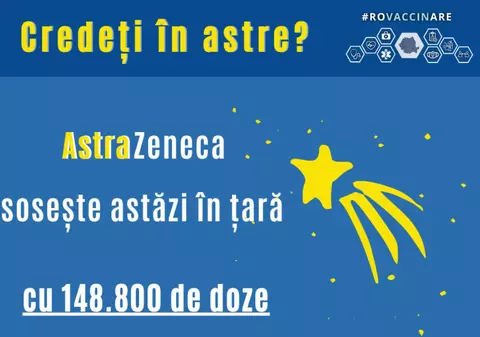 „Credeți în astre?”, gluma cu care CNCAV anunță că aproape 149.000 de vaccinuri de la AstraZeneca ajung în România