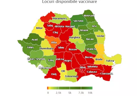 București și 17 județe, fără locuri disponibile la vaccinare, luni dimineață. Unde sunt mii de locuri libere