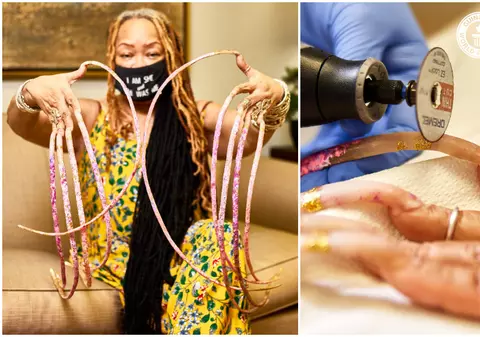 Femeia cu cele mai lungi unghii din lume le-a tăiat după aproape 30 de ani. Pentru operațiune a fost folosit un polizor