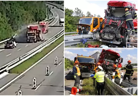 Șofer român de TIR mort pe loc, filmat cum intră în plin într-o mașină de întreținere a autostrăzii, în Cehia