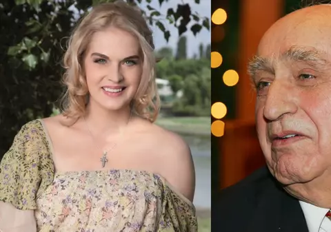 Manuela Hărăbor și tatăl ei, pe covorul roșu la Gala Premiilor Gopo 2021. Enache Hărăbor are 94 de ani