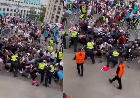 Lupte între stewarzi și suporteri pe stadionul Wembley, înainte de finala Euro 2020