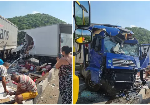 Trafic blocat în Mehedinți. Un tânăr a murit pe loc, în urma unui accident grav în care au fost implicate două TIR-uri