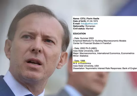 Un al treilea an diferit de absolvire a masterului pe un CV mai vechi al lui Florin Cîțu