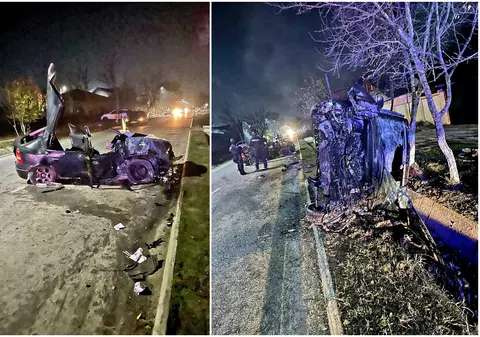 Opt victime în două mașini complet distruse la Câmpurelu, în Giurgiu, după un impact frontal