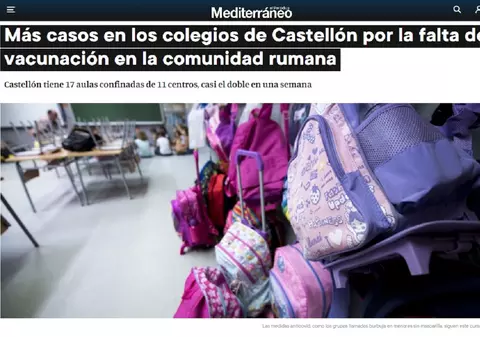 Presa spaniolă: Mai multe cazuri de COVID în școlile din Castellon, din cauza comunității de români nevaccinați