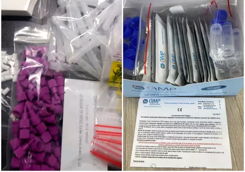 FOTO EXCLUSIV. Cum arată testele de salivă din China, livrate vrac în școli, versus cele românești, aflate pe lista de așteptare