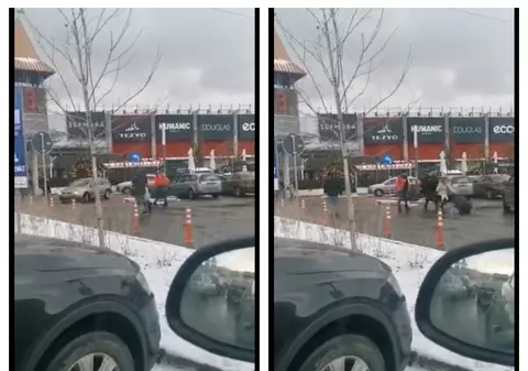 Bătaie cu pumni și picioare, în fața unui mall din Cluj-Napoca, pentru un loc de parcare