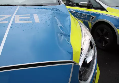 O văcuță „nebună” a „șifonat” o mașină de patrulare a poliției germane