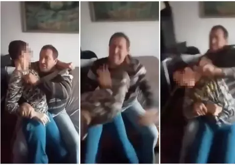 Imagini revoltătoare! Băiat de 12 ani, lovit de tată cu pumnii în față. Mama a filmat agresiunea