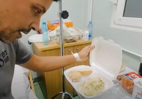 Mâncarea primită de Lucian Viziru în spitalul de urgență în care este internat. Soția i-a trimis și ea ceva gătit