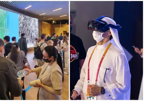 România își întâmpină vizitatorii la Expo 2020 Dubai cu apă minerală îmbuteliată. Statele vecine, cu roboți și călătorii virtuale