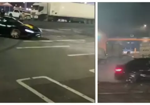 Drifturi cu bolizi de lux, în parcarea unui mall din București. „Tu știi cum s-a oprit? Milimetric”