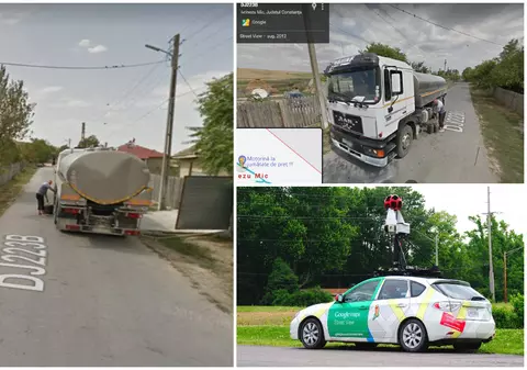 Șofer din Constanța prins de mașina Google Street View când scoate motorină din rezervorul unei cisterne