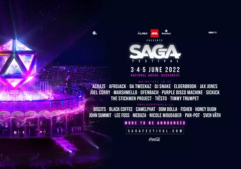 SAGA Festival anunță noi artiști în line-up: DJ Snake, Ofenbach și Tiësto vin pe 3, 4 și 5 iunie la Național Arena, în București