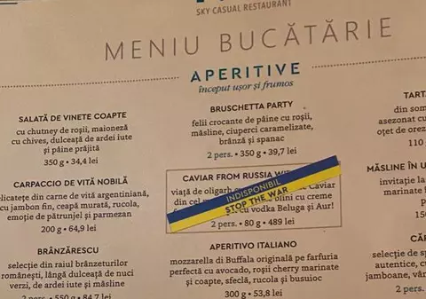 Un restaurant românesc a scos caviarul rusesc din meniu: „Indisponibil. Stop the war”