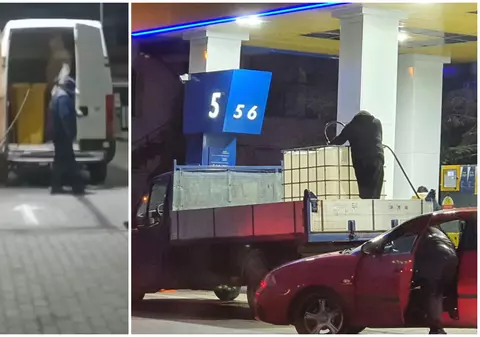 VIDEO | Un șofer din Arad a cumpărat motorină în pubele de gunoi. La Slatina, altul a umplut un rezervor de 1.000 de litri