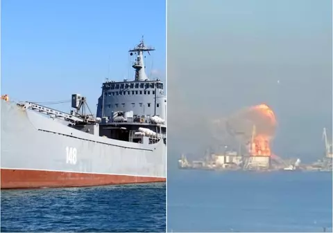 Forțele ucrainene anunță că au distrus o navă de război rusească în portul ocupat Berdiansk