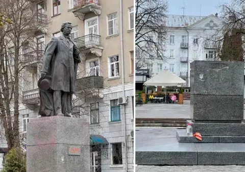 Consiliul Local din Ternopil a dat jos statuia lui Pușkin din centrul orașului. Primar: „Crimele nu ne lasă de ales. Tot ce e rusesc trebuie demontat”