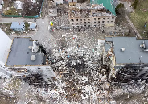 Imaginile dezastrului din Borodianka, surprinse cu drona. „Orașul practic nu mai există"