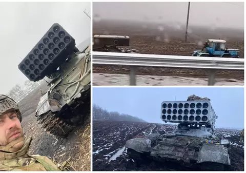 Ucrainenii au tras în ruși cu lansatorul de rachete termobarice TOS-1A pe care l-au capturat de la ei