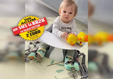 Viața lui Victor, bolnav de amiotrofie spinală, depinde de un tratament genetic adus din SUA. Serul de care bebelușul de un an are nevoie costă 2.100.000 de euro