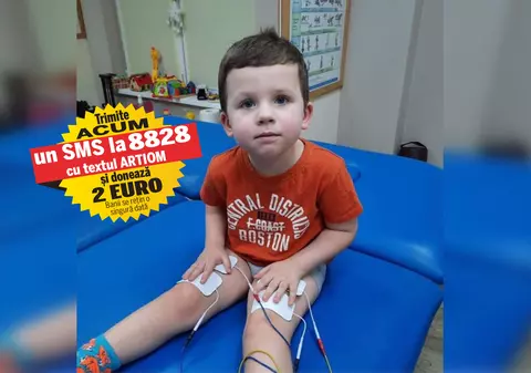 Pentru a merge din nou, Artiom trebuie să primească lunar un sirop salvator. Copilul bolnav de amiotrofie spinală musculară are nevoie de 60.000 de euro