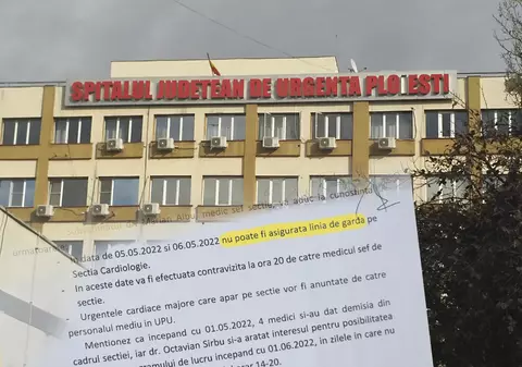 DOCUMENTE. Un mare spital din România a rămas fără 4 medici deodată și are zile fără gardă la cardiologie. „Cine intervine la terapia intensivă din secție?”
