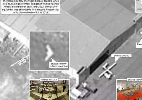 Imagini din satelit cu o delegaţie rusă care inspectează drone militare în Iran, prezentate de SUA