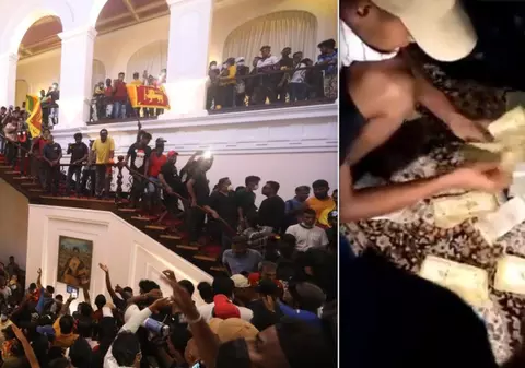 Protestatarii din Sri Lanka au găsit grămezi de bani în reședința președintelui. S-au filmat când îi numără