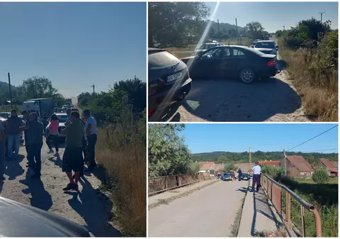 Drumul pe care circulă vehiculele militare spre baza NATO de la Cincu, blocat de localnici: „Nu se mai poate așa. Își bat joc de noi“