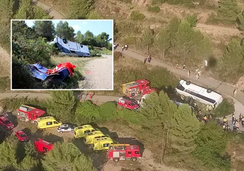 Autocar plin cu nuntași răsturnat lângă Barcelona. 47 de oameni se duceau la petrecere, au fost chemate patru elicoptere de salvare