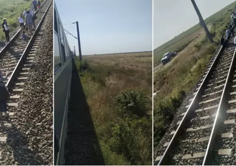 Un tren Târgu Jiu - București, blocat în câmp mai bine de trei ore. Călătorii au așteptat în caniculă pornirea lui