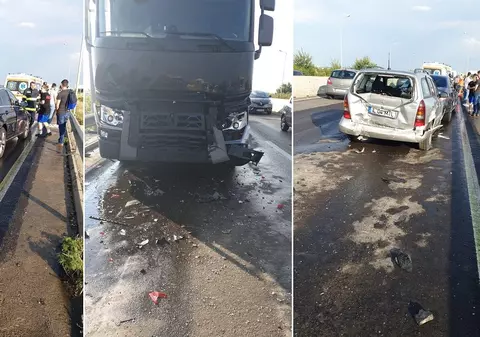 Carambol pe centura de Vest a Ploieștiului, cu șase mașini implicate. Două persoane au ajuns la spital