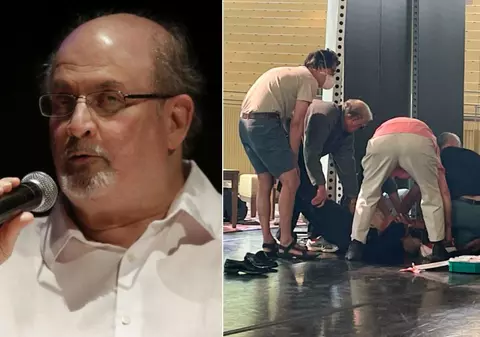 Scriitorul Salman Rushdie a fost înjunghiat în gât, pe o scenă din New York, când se pregătea să țină un discurs