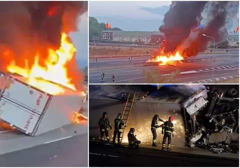 Șofer român de TIR, ars de viu în cabină, după ce camionul s-a răsturnat și s-a aprins ca o torță, pe o autostradă din Italia