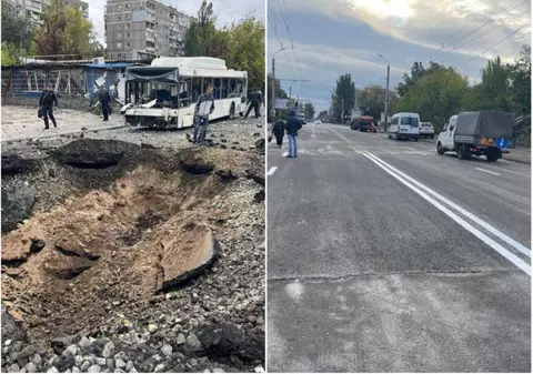 Un drum bombardat ieri de ruși a fost deja reparat în Ucraina: „Vom reconstrui totul. Dar ura noastră va dăinui secole întregi”