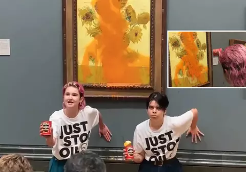 Tablou de Van Gogh, vandalizat la Londra. Două tinere au aruncat cu supă de roșii pe o pictură de 84 de milioane de euro