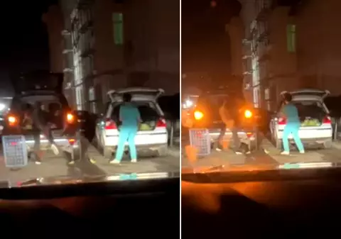 Infirmieră din Gorj îmbrăcată în haine de spital, filmată în timp ce încărca varză într-o mașină, lângă unitatea medicală - VIDEO