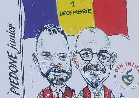 Locuitorii din sectorul 5 au primit fluturași în care Piedone senior și fiul său urează „La mulți ani” de 1 Decembrie. Nu lipsește logoul sectorului