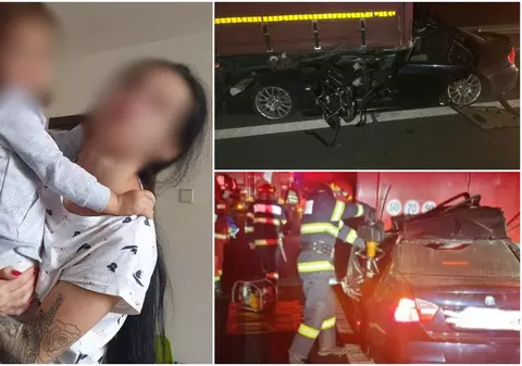 Loredana a murit în BMW-ul strivit sub un TIR, lângă Dumbrava, în Timiș. Tânăra mămică avea 25 de ani