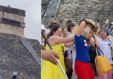 Turista care a urcat pe piramida sacră a lui Kukulkan, aproape linșată când a coborât: „La închisoare cu tine”