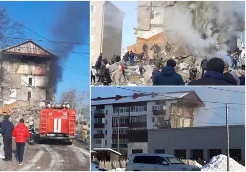 Nouă morți, patru dintre ei - copii, într-un bloc cu cinci etaje care s-a prăbușit, după o explozie, pe insula rusească Sahalin