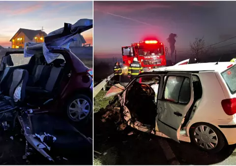 Accident cu trei mașini pe un drum din Gorj. Două persoane au fost rănite