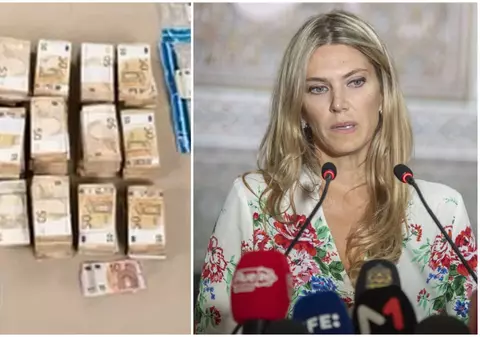 Imagine cu teancurile de bani găsite în casa Evei Kaili, publicată de poliția belgiană