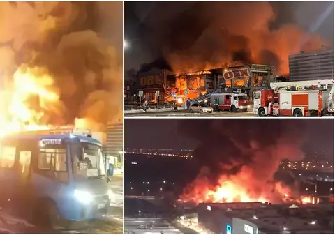 VIDEO. Cum a ars în Rusia unul dintre uriașele supermarketuri care nu s-a retras