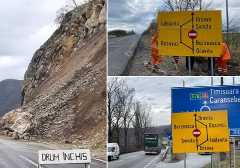 DN 57, blocat de miercuri din cauza căderilor de pietre de la Berzasca, rămâne închis până luna viitoare: „Versantul va fi escaladat de alpiniști”