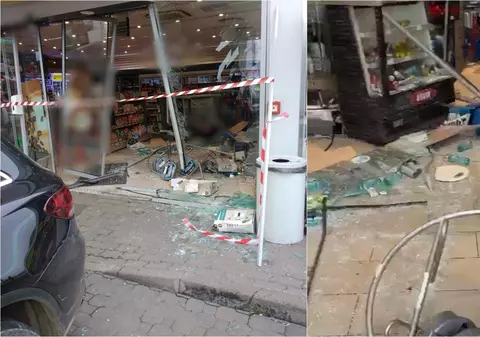 Un șofer a intrat cu mașina în magazinul unei benzinării din Arad. Poliție: „Efectua o manevră de mers înapoi” | VIDEO