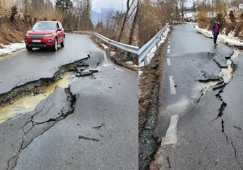 Un drum din Bistrița, modernizat cu două milioane de euro în 2020, s-a surpat în urma ploilor torențiale. Cum arată acum