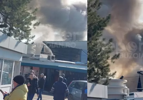 Incendiu puternic în Piața Centrală din Buzău. A fost emis un mesaj Ro-Alert